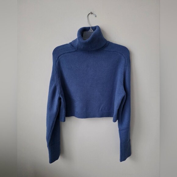 ZARA | High Neck Cropped Sweater Blue Sz M - Picture 4 of 6